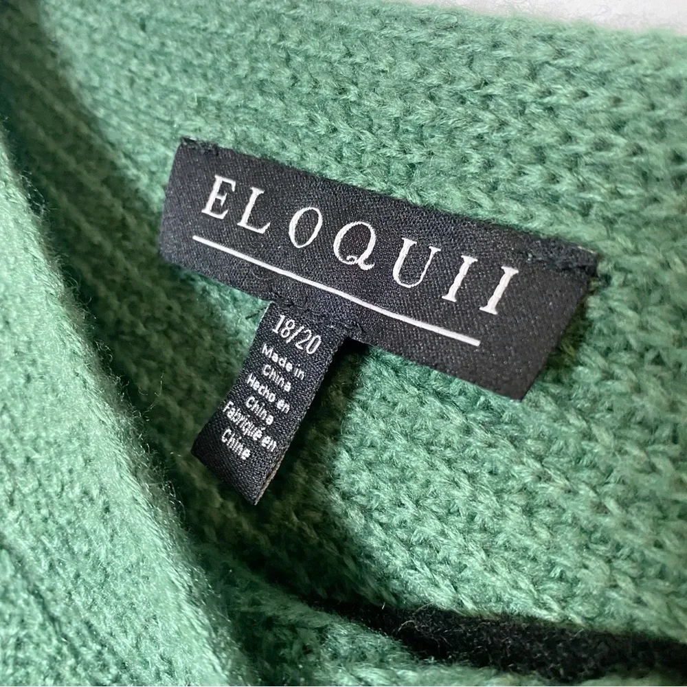 Eloquii Asymmetrical Hem Green Knit Sweater